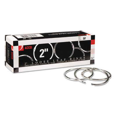 Ring Binders; Binder Type: Book Rings ; Ring Type: Round ; Label Holder: No ; Ring Size: 2 ; Color: Silver ; Number Of Rings: 50